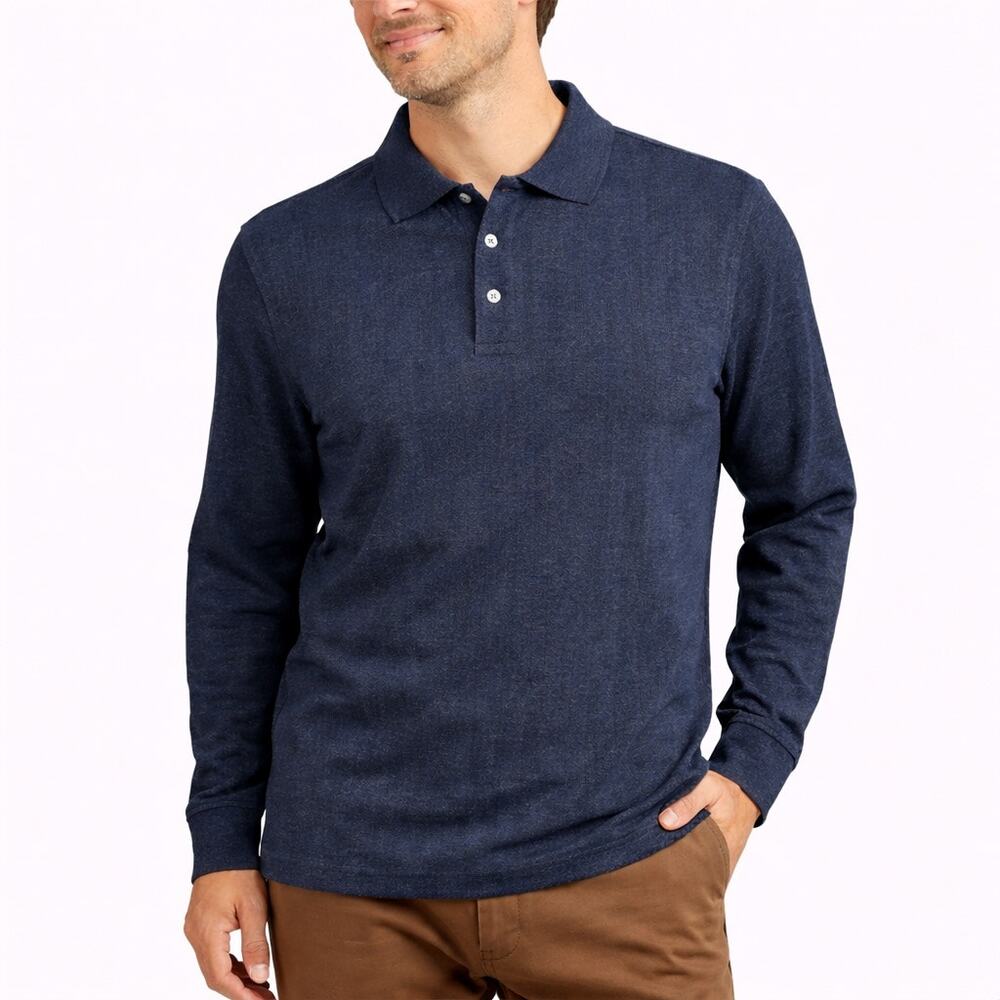 NWT Architect® Drop Needle I-Lock Long Sleeve Luxury Polo | Size M